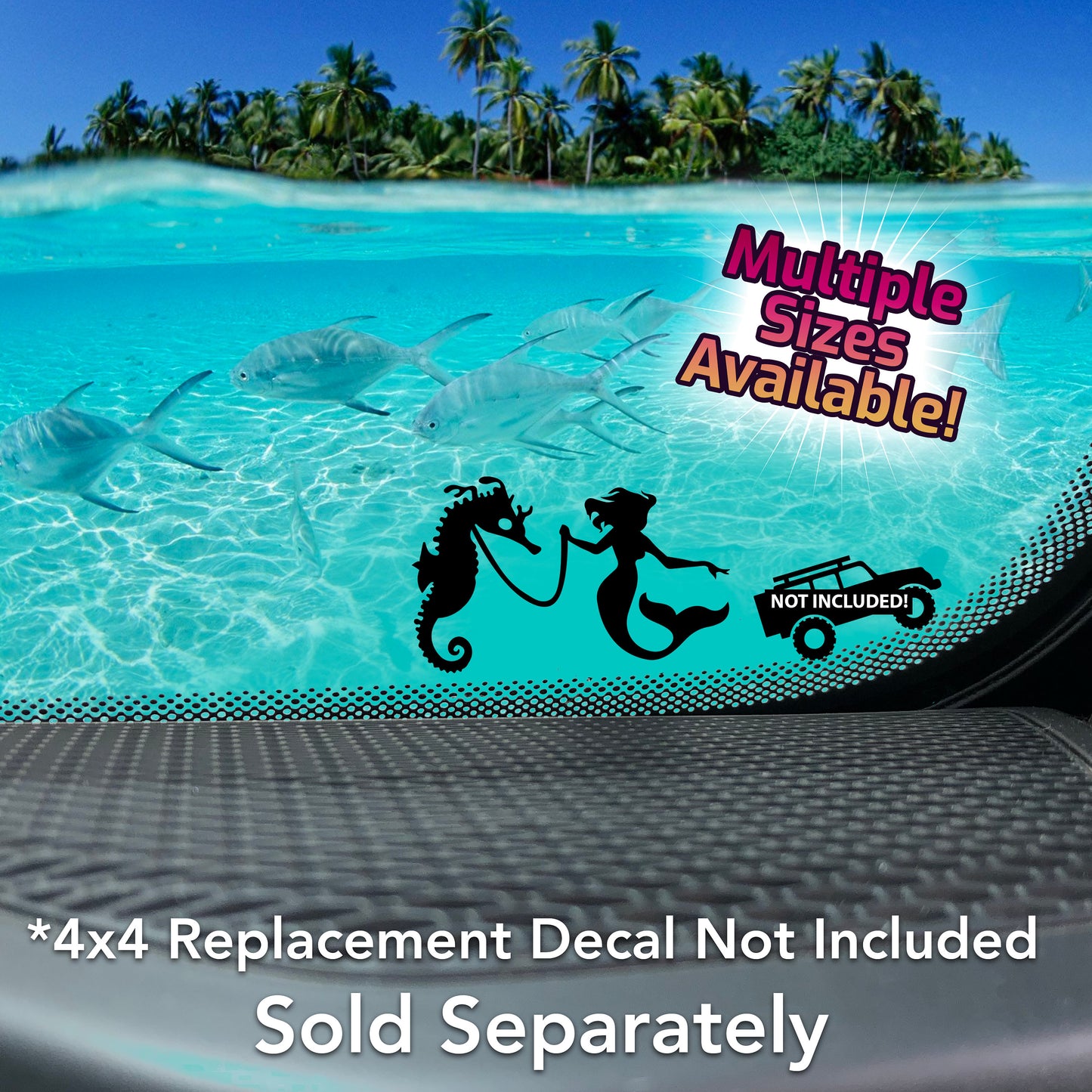 Mermaid’s New Pet Seahorse Vinyl Decal for 4x4 offroad and Car Windshields.