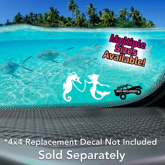 Mermaid’s New Pet Seahorse Vinyl Decal for 4x4 offroad and Car Windshields.
