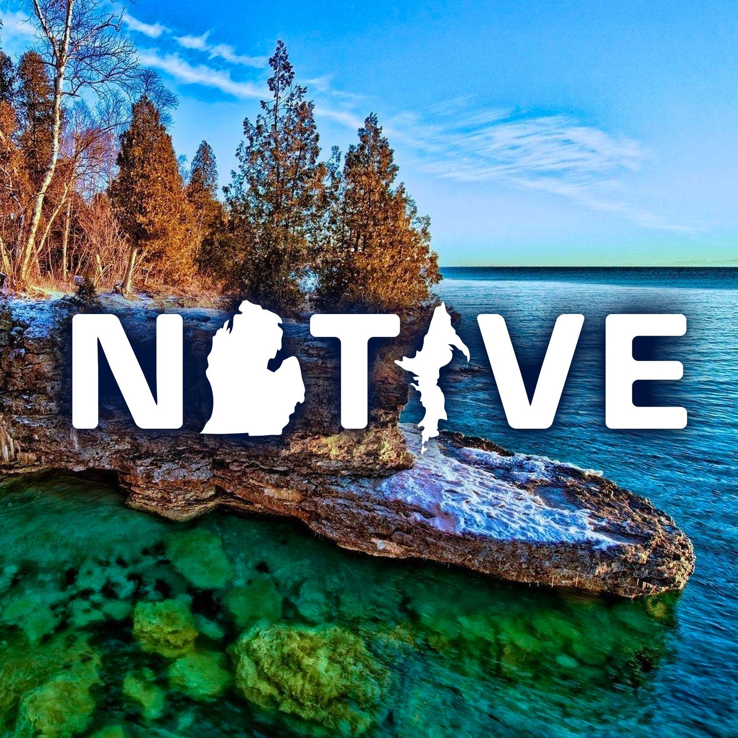 Native - Michigan Born and Bred Vinyl Decal, Vehicle Sticker Michigan